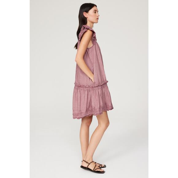 Sea Heidi Heart Quilt Petal Sleeve Tiered Rose Pink Mini Dress Size Small - Picture 2 of 15